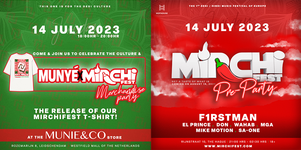 Munie & Mirchi merchandise-party en pre-party