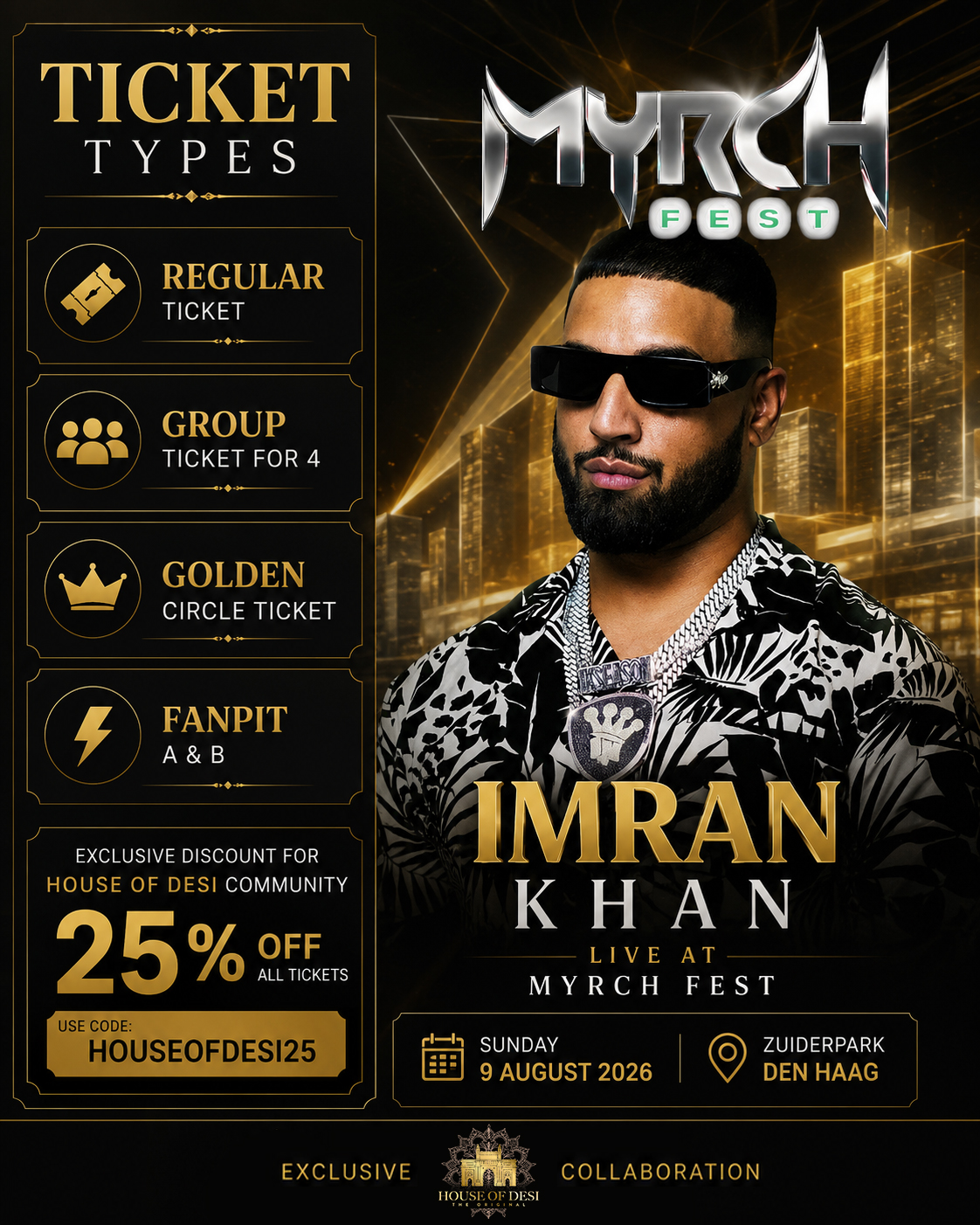 Ticketinformatie creative met Imran Khan