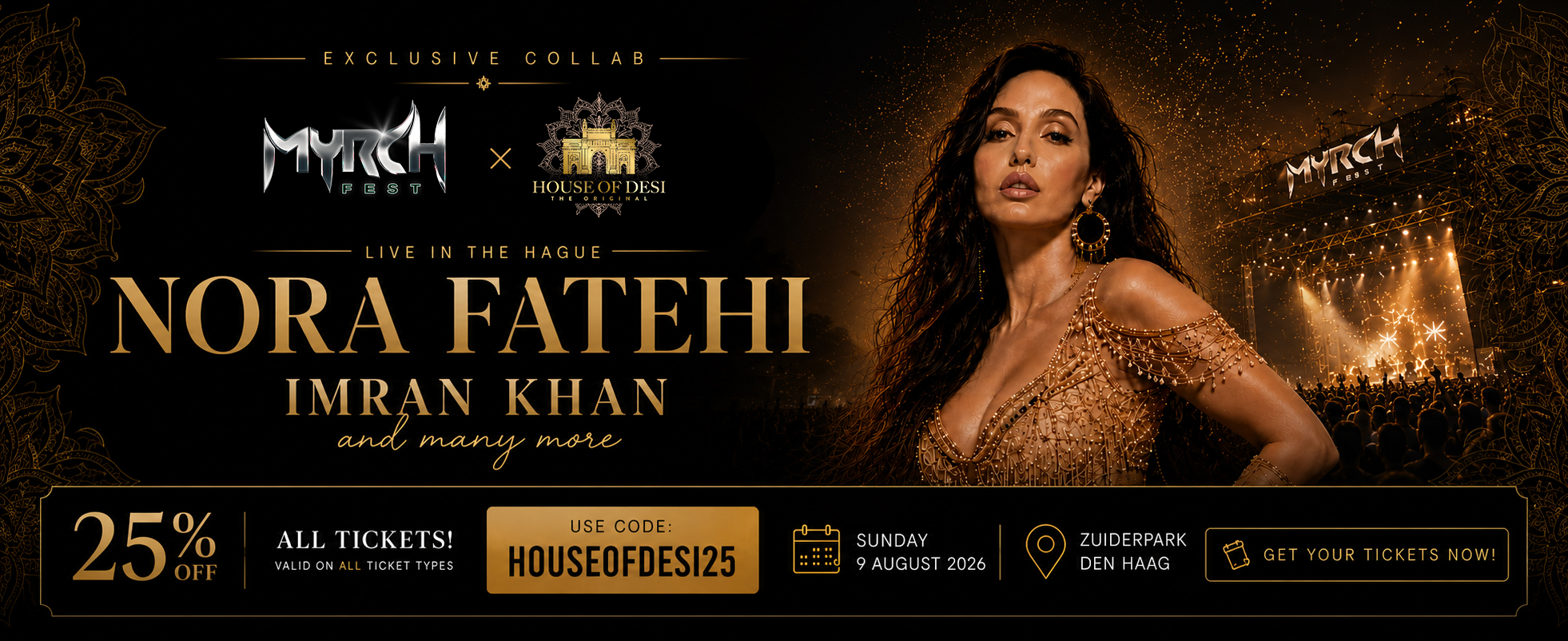 E-mailheader: 25% korting met Nora Fatehi